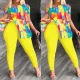 Sexy Large Size Strapless Fashion Casual Printed Pants Set