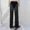 Sexy and versatile lace see-through high-waisted splicing long straight pants