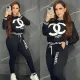 Fashion Street Trend Letter Offset Print Long Sleeve Long Pants Sweat Suit