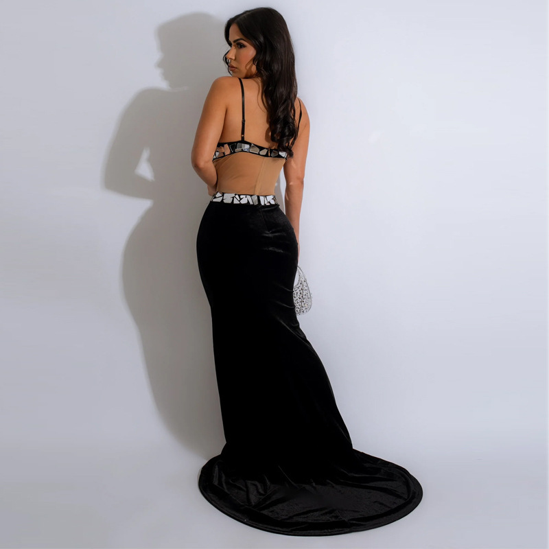 Sexy Backless Halter Sequins Floor Length Sequin Gowns Sequin Dresses 0374