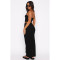Fashion Stretch Bubble Crinkle Wrap Split Dress Set