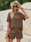 Fashion Loose Round Neck Solid Color Short Sleeve Top Shorts Set