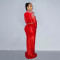 Fashion Round Neck Mesh Sequins Long Sleeve Long Dress Two Piece Set