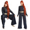 Fashion Loose Solid Color Wide Leg Pants Long Sleeve Top Set