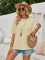 Fashion Loose Round Neck Solid Color Back Lace Short Sleeve Top