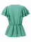 Fashion V-neck ruffled solid color short sleeve waist small tops