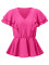 Fashion V-neck ruffled solid color short sleeve waist small tops