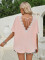 Fashion Loose Round Neck Solid Color Back Lace Short Sleeve Top