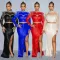Fashion Round Neck Mesh Sequins Long Sleeve Long Dress Two Piece Set