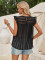Fashion Casual Solid Color Lace Slim Small Fly Sleeve Top