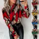 Fashion Plus Size Long Sleeve Button Leopard Print T-Shirt Top