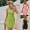 Fashion Solid Color Waist Hollow Out Sleeveless Dresses