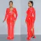 Fashion Solid Color Hot Rhinestone Long Sleeve Split Long Dresses