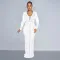 Fashion Solid Color Hot Rhinestone Long Sleeve Split Long Dresses