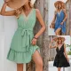 Fashion Solid Color V-Neck Sleeveless Lace Waistless Dress
