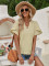 Fashion Casual Short Sleeve Shirt Solid Color V-Neck Top