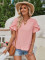 Fashion Casual Short Sleeve Shirt Solid Color V-Neck Top