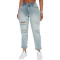 Fashionable and versatile new casual ripped straight leg pants