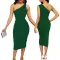 Sexy and fashionable solid color single shoulder women's dress