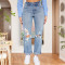 Fashionable and versatile new style of casual ripped straight pants