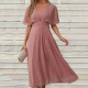 Sexy chiffon V-neck short sleeved large hem dress