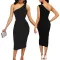 Sexy and fashionable solid color single shoulder women's dress