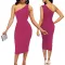 Sexy and fashionable solid color single shoulder women's dress