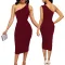 Sexy and fashionable solid color single shoulder women's dress