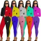 Fashion Casual Drawstring Pants Colorblocked Print Two Piece Set