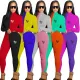 Pit Stripe Colored Print Two Piece Set for Street Bombing