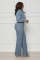 Long sleeved and long pants denim women's two-piece set