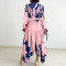 Fashion Plus Size Printed Irregular Lapel Dresses