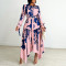 Fashion Plus Size Printed Irregular Lapel Dresses