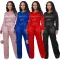 New glitter solid color long sleeved pants two-piece set