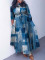 Stylish Plus Size Lace-Up Printed Mid-Length Dress