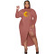 New slim fit oversized solid color long sleeved sexy fake two-piece dress