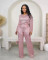 New glitter solid color long sleeved pants two-piece set