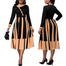 Sexy Fashion Plus Size Digital Printed V-Neck Midi Sleeve Dresses
