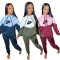 Fashion plus size casual splicing hooded two-piece set