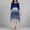 Fashion Retro Digital Printing Mid-Length Sleeve Slim Dresses