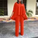 Fashion temperament loose plus size irregular top wide leg pants set