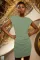 Fashion Round Neck Ruffles Cotton Fabric Sexy Dresses