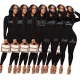 Fashion round neck t-shirt bottoms LOVE hot diamond casual two-piece set