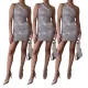 Fashion One Shoulder Mesh Stamping Slim Sexy Hip Dresses