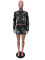 Hot selling denim embroidered short skirt jacket set