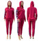 Fashion Casual Solid Color Printed Hua Sports Hooded Two Piece Set