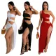 Fashion Slant Neck Sleeveless Sexy Waistless High Split Dresses