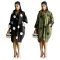 Stylish printed nine-minute sleeve shirt dress