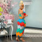 Fashion Sleeveless Colorful Printed Dress Sexy Slim Dresses