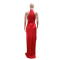 Fashion Sleeveless High Split Solid Color Hot Rhinestone Dresses